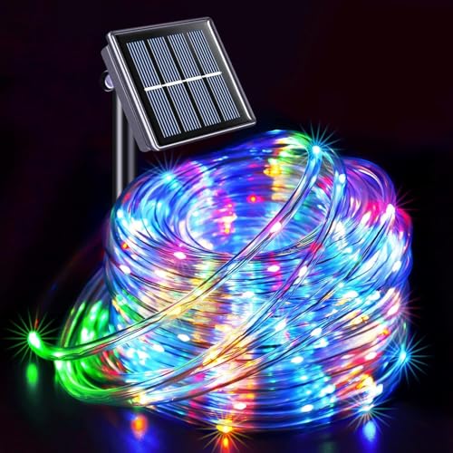 Kousee Solar-LED-Lichterkette für den Außenbereich, IP65 wasserdichtes Seillicht, Solar-Dekorationslichter mit 8 Beleuchtungsmodi, Seil-Lichterkette für Garten, Baum, Party, Weihnachtsdekoration von Kousee