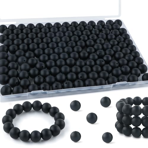 Kovict 200 Stück Silikonperlen, 12 mm Silikonperlen für Schlüsselanhänger, Stifte, Armbänder, Halsketten, Bastelarbeiten (schwarz) von Kovict