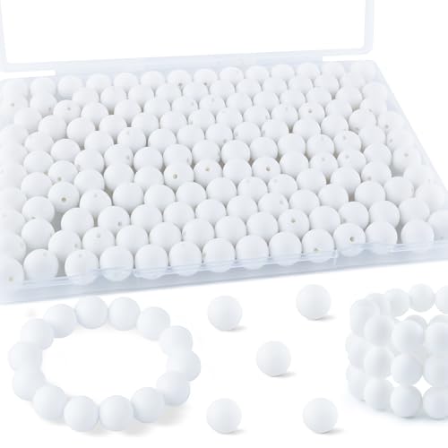 Kovict 200 Stück Silikonperlen, 12 mm Silikonperlen für Schlüsselanhänger, Stifte, Armbänder, Halsketten, Bastelarbeiten (weiß) Kovict 200 Stück Silikonperlen, 12 mm Silikonperlen für Schlüsselanhänger, Stifte, Armbänder, Halsketten, Bastelarbeiten (weiß) von Kovict
