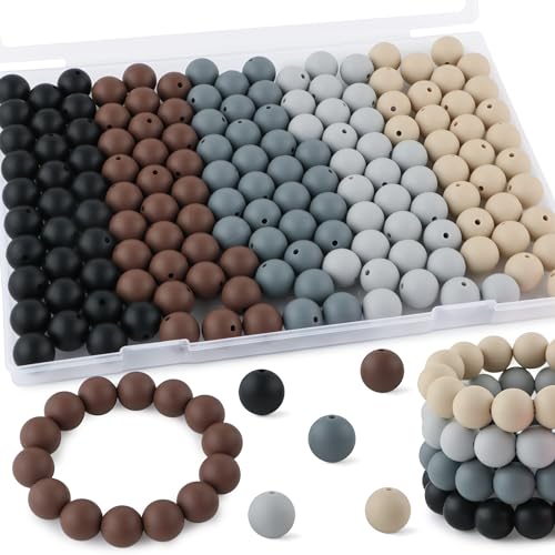 Kovict Silikonperlen, 12 mm, für Schlüsselanhänger-Stifte und Armbandherstellung, Schwarz, 160 Stück von Kovict