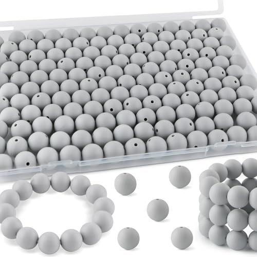 Kovict Silikonperlen, 15 mm, Silikonperlen für Schlüsselanhänger, Silikonperlen für Stifte, Silikonperlen, 15 mm, für Armband, Halskette, Bastelarbeiten, Hellgrau, 145 Stück Kovict Silikonperlen, 15 mm, Silikonperlen für Schlüsselanhänger, Silikonperlen für Stifte, Silikonperlen, 15 mm, für Armband, Halskette, Bastelarbeiten, Hellgrau, 145 Stück von Kovict
