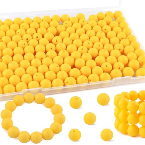 Kovict Silikonperlen, 15 mm, Silikonperlen für Schlüsselanhänger, Silikonperlen für Stifte, Silikonperlen, 15 mm, für Armband, Halskette, Basteln, Gelb, 145 Stück Kovict Silikonperlen, 15 mm, Silikonperlen für Schlüsselanhänger, Silikonperlen für Stifte, Silikonperlen, 15 mm, für Armband, Halskette, Basteln, Gelb, 145 Stück von Kovict