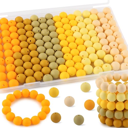 Kovict Silikonperlen, 150 Stück, 15 mm, gemischte Farben, 15 mm, für Schlüsselanhänger-Stifte und Armbänder, Gelb Kovict Silikonperlen, 150 Stück, 15 mm, gemischte Farben, 15 mm, für Schlüsselanhänger-Stifte und Armbänder, Gelb von Kovict
