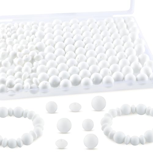 Kovict Silikonperlen für Schlüsselanhänger, 12 mm, 15 mm, Linsen-Silikonperlen für Stifte, Armbänder, Halsketten, Bastelarbeiten, Weiß, 200 Stück von Kovict