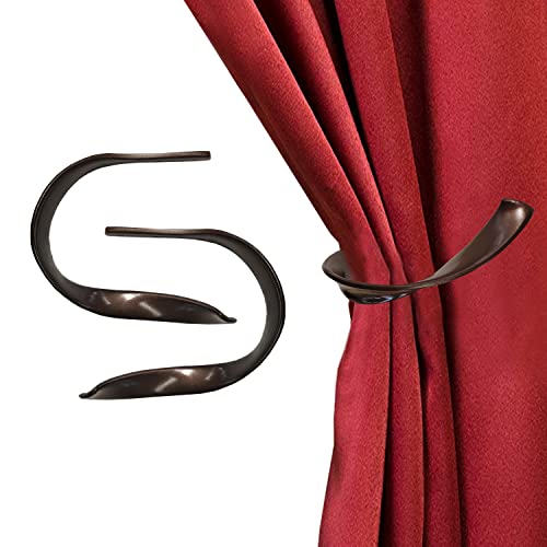 Kowibcl Dekorative Raffhalter für Vorhänge, Wandmontage, Fenstervorhänge, Raffhalter für Schlafzimmer, Wohnzimmer, Büro, mit Schrauben (Bronze dunkel, 2) von Kowibcl