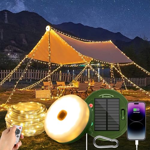 Koytoy Solar Camping Lichterkette Aufrollbar, outdoor Lichterkette Außen 10M, camping geschenke, USB Aufladung, solarlichterkette außen wetterfest, Tragbare Campinglampe für Garten, Wandern, Hofdeko Koytoy Solar Camping Lichterkette Aufrollbar, outdoor Lichterkette Außen 10M, camping geschenke, USB Aufladung, solarlichterkette außen wetterfest, Tragbare Campinglampe für Garten, Wandern, Hofdeko von Koytoy