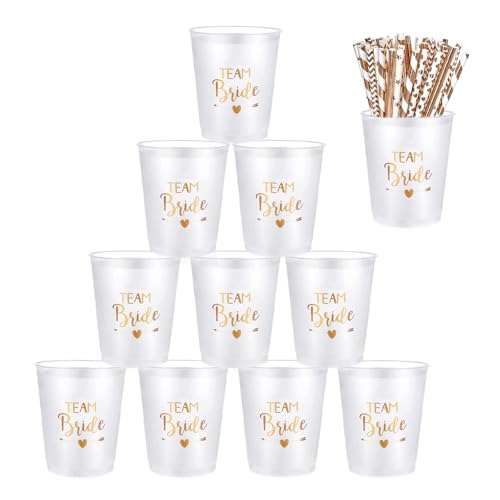 Bachelorette Party Cups, 12 Stück Braut und Team Braut Tassen Mit 12 Strohhalmen, Becher Bride Tribe Cups für Bridal Shower, Verlobungsfeier, Junggesellenabschied Party 9.8 x 5.8 cm Bachelorette Party Cups, 12 Stück Braut und Team Braut Tassen Mit 12 Strohhalmen, Becher Bride Tribe Cups für Bridal Shower, Verlobungsfeier, Junggesellenabschied Party 9.8 x 5.8 cm von Kozdtiz