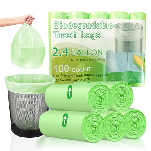 BioMüllbeutel, 100 Stück Biomüllbeutel 10L, Biomülltüten Kompostierbare Müllbeutel Müllsack, Bio Beutel Küchen Lebensmittel Abfallbeutel für Küche Büro Wohnzimmer 45 x 50 cm Grün von Kozdtiz