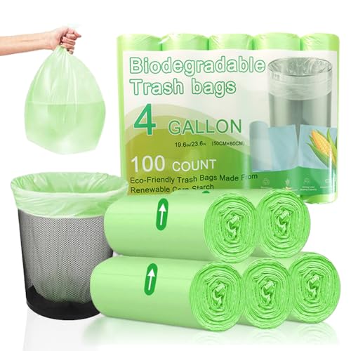 BioMüllbeutel, 100 Stück Biomüllbeutel 20L, Biomülltüten Kompostierbare Müllbeutel Müllsack, Bio Beutel Küchen Lebensmittel Abfallbeutel für Küche Büro Wohnzimmer 50 x 60 cm Grün von Kozdtiz