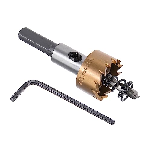 Kozelo 1 Stück Lochsäge - [23mm] HSS (High-Speed-Stahl) 4341 Bohrer Lochschneider für Edelstahl, Aluminium, Metall, Holz, Kunststoff, Titanbeschichtet, Dreieckiger Schaft von Kozelo
