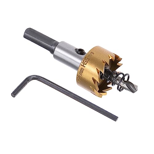 Kozelo 1 Stück Lochsäge - [25mm] HSS (High-Speed-Stahl) 4341 Bohrer Lochschneider für Edelstahl, Aluminium, Metall, Holz, Kunststoff, Titanbeschichtet, Dreieckiger Schaft von Kozelo