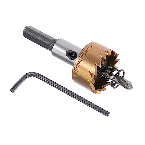 Kozelo 1 Stück Lochsäge - [26mm] HSS (High-Speed-Stahl) 4341 Bohrer Lochschneider für Edelstahl, Aluminium, Metall, Holz, Kunststoff, Titanbeschichtet, Dreieckiger Schaft von Kozelo