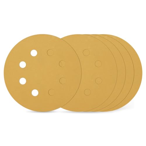 Kozelo 100 Stk. Schleifscheiben 5 Zoll 60 Körnung 8-Loch Klett-Schleifpapier für Trockenbauschleifer Holz Metall Möbel, Gelb Kozelo 100 Stk. Schleifscheiben 5 Zoll 60 Körnung 8-Loch Klett-Schleifpapier für Trockenbauschleifer Holz Metall Möbel, Gelb von Kozelo