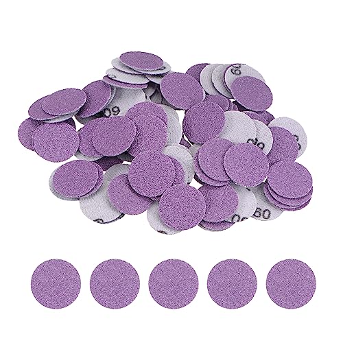 Kozelo 100 Stück Premium Schleifscheiben Klettverschluss - [1 Zoll x 60 Körnungen] Lila Schleifpapiere Mini Größe für Schmuck Holz Metall Polieren von Kozelo