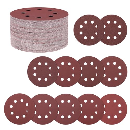 Kozelo 110 Pack Schleifscheiben-Set 125mm 5 Zoll 40/60/80/100/120/150/180/240/320/400/600 Körnung 8-Loch Klett-Schleifscheiben für Trockenbauschleifer Holz Metall Kozelo 110 Pack Schleifscheiben-Set 125mm 5 Zoll 40/60/80/100/120/150/180/240/320/400/600 Körnung 8-Loch Klett-Schleifscheiben für Trockenbauschleifer Holz Metall von Kozelo