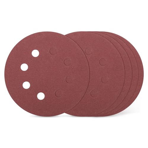 Kozelo 150 Stück Schleifscheiben 5 Zoll 100 Körnung 8-Loch Klett-Schleifpapier für Trockenbauschleifer Holz Metall Möbel, Rot Kozelo 150 Stück Schleifscheiben 5 Zoll 100 Körnung 8-Loch Klett-Schleifpapier für Trockenbauschleifer Holz Metall Möbel, Rot von Kozelo