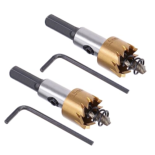 Kozelo 2 Stück Lochsägen - [18,5 mm] HSS (High-Speed-Stahl) 4341 Bohrer Lochschneider für Edelstahl, Aluminium, Metall, Holz, Kunststoff, Titanbeschichtet, Dreieckiger Schaft von Kozelo