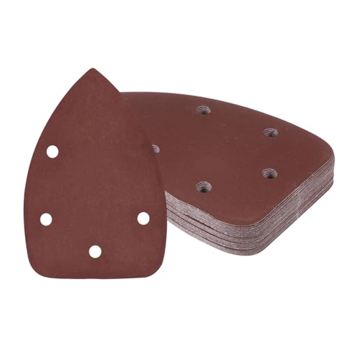 Kozelo 25 Stück Mausschleifer Detail Schleifpapier - [1200 Körnung, 3,5" x 5,5"] Dreieckige Klettverschluss Schleifpads für Holzmöbel Polieren | 5 Löcher, Aluminiumoxid von Kozelo
