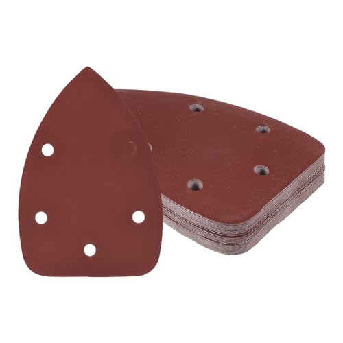 Kozelo 25 Stück Mausschleifer Detail Schleifpapier - [1500 Körnung, 3,5" x 5,5"] Dreieckige Klettverschluss-Schleifpads für Holzmöbel-Polieranwendungen | 5 Löcher, Aluminiumoxid von Kozelo