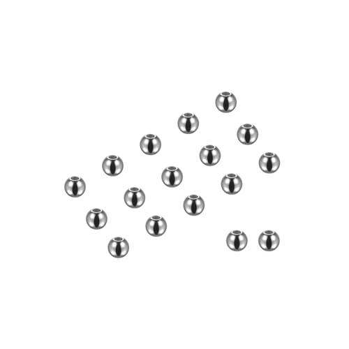 Kozelo 40 Stück Edelstahl-Rundperlen - [4mm] Glatt geschliffene Rondelle-Loseperlen für DIY-Bastelprojekte, Silberton von Kozelo