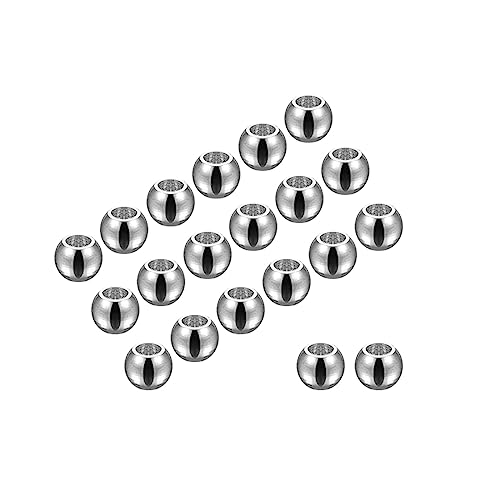 Kozelo 40Stk Durchgangsloch Perlen - [2mm AD x 1mm Loch Durchmesser] Edelstahl Handwerk Perle für Heimwerken Dekoration Nutzung Silberton von Kozelo