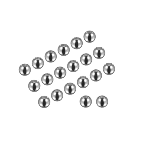 Kozelo 40Stk Durchgangsloch Perlen - [4mm AD x 2mm Loch Durchmesser] Edelstahl Handwerk Perle für Heimwerken Dekoration Nutzung Silber von Kozelo