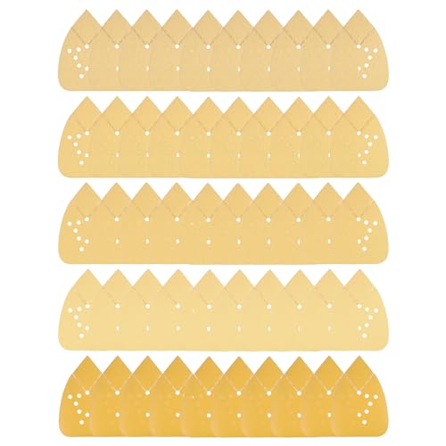 Kozelo 50 Stück Mausschleifer Detail Schleifpapier - [60 80 120 150 220 Körnung, 3,7" x 5,3"] Dreieckige Klett-Schleifpads für Möbelpolitur | 12 Löcher, Aluminiumoxid von Kozelo