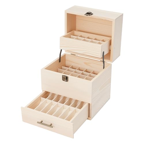 Kozivmo Tragbar Ätherische Öle Holzbox Multifunktions Aufbewahrungsbox Ätherische Öle Display Organizer 59 Slots Ätherisches Öl Box für Nagellack, Duftöle, Lippenstift und Parfümlagerung von Kozivmo