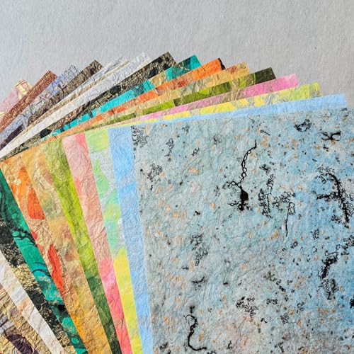Kozo Studio Milano Marmor-Maulbeerpapier, Packung (30 Blatt, 15 Designs) | Premium-Dekorpapier für Scrapbooking, Kartenherstellung, Collage, Mixed Media Handwerk und DIY von Kozo Studio