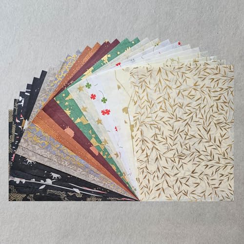 Kozo Studio - Sortiertes A4 bedrucktes Maulbeerpapier-Set (40 Blatt) | Premium-Dekorpapier für Scrapbooking, Kartenherstellung, Collage, Mixed Media Handwerk und DIY-Projekte von Kozo Studio