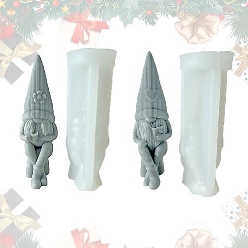 2 Stück Weihnachten Silikonform Kraeoke Wichtel Epoxidharz Formen Weihnachtsmann Silikon Gießform 3D Silikonformen für DIY Weihnachtsschmuck Dekoration (Kombination 2) von Kraeoke