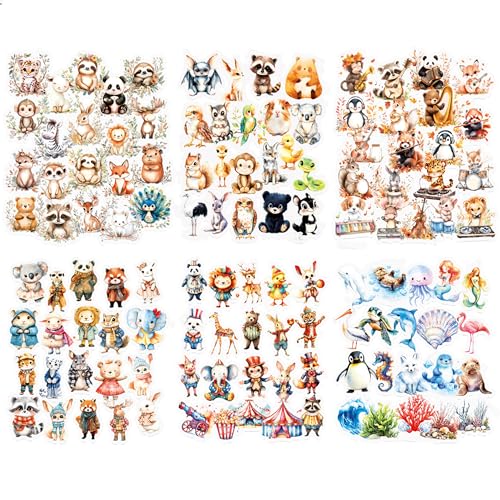 240 Stück Tiere Scrapbook Stickers Kraeoke PET Aufkleber Bullet Journal Sticker Scrapbooking Zubehör für Fotoalbum, Journal, Scrapbook von Kraeoke