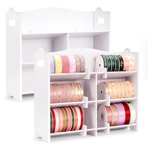 Krafetto Stapelbare kleine Rollenband-Aufbewahrungs-Organizer, Wandmontage, für Bastelraum, Schreibtischband-Spulenhalter für Bänder bis zu 10,2 cm im Durchmesser, 2 Stück Krafetto Stapelbare kleine Rollenband-Aufbewahrungs-Organizer, Wandmontage, für Bastelraum, Schreibtischband-Spulenhalter für Bänder bis zu 10,2 cm im Durchmesser, 2 Stück von Krafetto