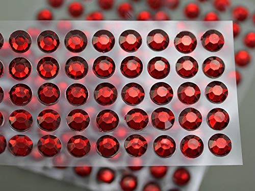 10 mm SS46 rote selbstklebende Acryl-Strasssteine aus Kunststoff, zum Aufkleben auf Körper, Juwelen für selbstgemachte Karten und Einladungen, Glitzer-Aufkleber – 5 Blatt – 250 Stück von KraftGenius Allstarco