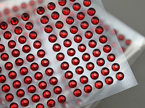 4 mm SS16 rote selbstklebende Acryl-Strasssteine aus Kunststoff, zum Aufkleben auf Körper, Juwelen für selbstgemachte Karten und Einladungen, Glitzer-Aufkleber – 5 Blatt – 500 Stück von KraftGenius Allstarco