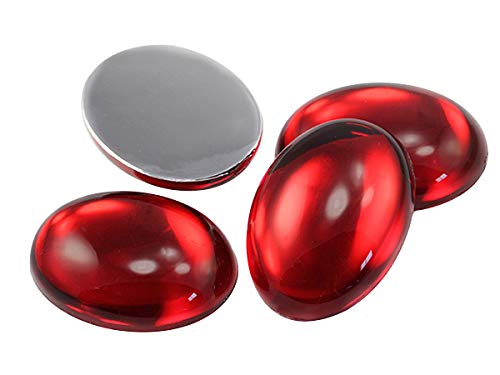 40 x 30 mm Roter Rubin H103 große flache Rückseite ovale Acryl Cabochons Strass Kunststoff Edelsteine Verzierungen für Bastelarbeiten, Kostüme, Karteneinladungen, Schmuck, Cosplay - 4 Stück von KraftGenius Allstarco