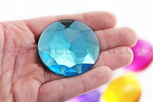 KraftGenius Allstarco Acryl-Strasssteine, 50 mm, extra groß, flache Rückseite, rund, Kunststoff, für Kostüme, Cosplay, Schmuck, professionelle Verzierungen, 4 Stück (Blue Aqua H109) von Allstarco