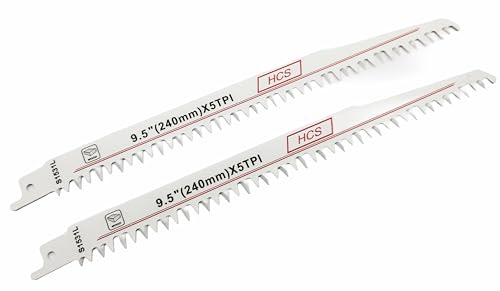 2x langes HCS Sägeblatt 240mm für Holz 1/2" Schaft Säbelsäge Reciprosäge Tigersäge. Ideal für grobe Holzschnitte, Gartenarbeiten und Demontage. von Kraftfeld