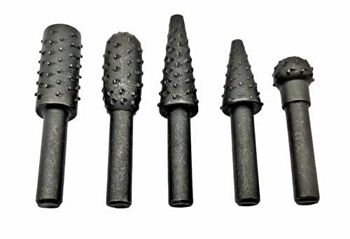 5 x kleine Carbonstahl Zylinderfräser Raspel Set für Holz, Kunststoff, Gips, Gummi Länge.: zw 41-56mm von Kraftfeld
