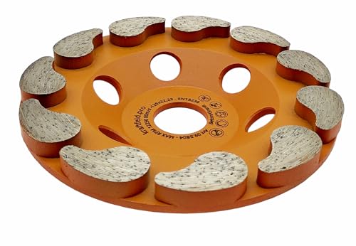 Profi Diamant Schleiftopf Ø 125mm Betonschleifer, Schleifteller, Topfscheibe, gebogene Segmente für Granit, Beton, Marmor, Estrich, Stein von Kraftfeld