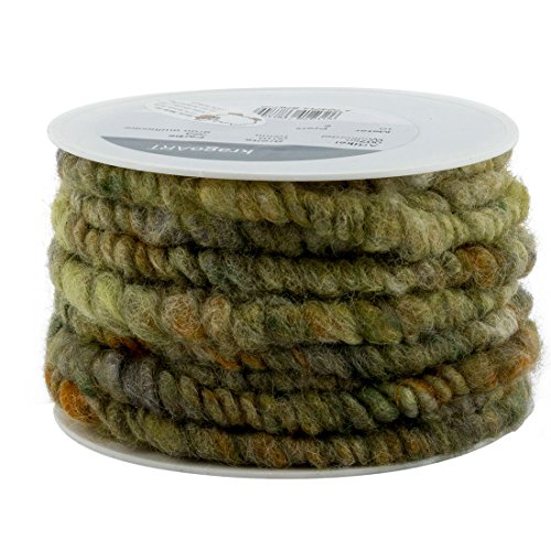 KragoART Wollkordel, Wollschnur 10 mm breit - 10 Meter auf Plastikrolle, Bastelwolle zum Dekorieren von Gefäßen und Gestecken, beliebt in der Floristik (grün Multicolor) von KragoART
