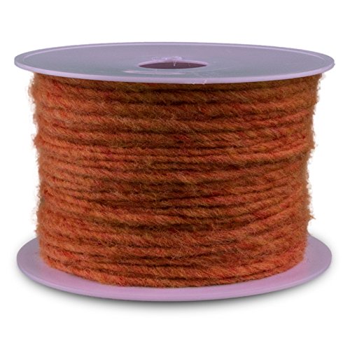 KragoART: Wolldocht, Wollschnur 4 mm Breit - 80 Meter auf Plastikrolle, Bastelwolle Zum Dekorieren von Gefäßen und Gestecken, Beliebt in der Floristik (blutorange) von KragoART