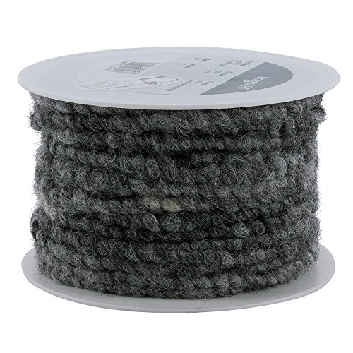 KragoART Wollkordel, Wollschnur 7mm breit auf 20m Rolle (anthrazit Melange) von KragoART
