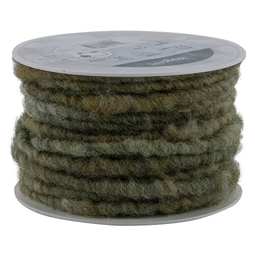 KragoART Wollkordel, Wollschnur 7mm breit auf 20m Rolle (grün Multicolor) von KragoART