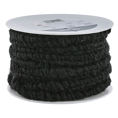KragoART Wollkordel, Wollschnur 7mm breit auf 20m Rolle (schwarz) von KragoART