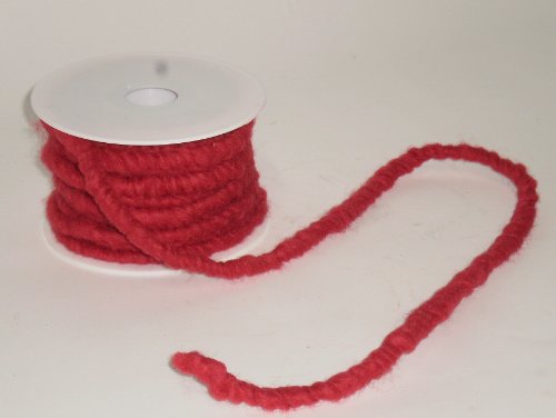 Wollkordel, Wollschnur 10 mm breit - Farbe: rot, 10 Meter auf Plastikrolle, Bastelwolle zum Dekorieren von Gefäßen und Gestecken, beliebt in der Floristik von KragoArt