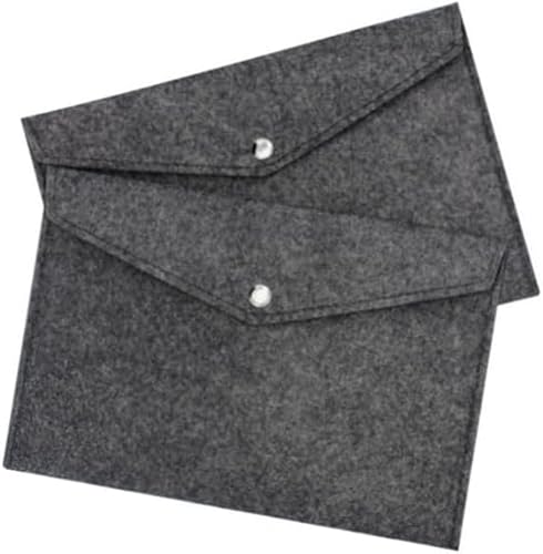Dokumententasche / 2 Stück/Sammeltasche Sichttasche A5 quer, mit Druckknopf, aus Filz (Grau) von Kranholdt