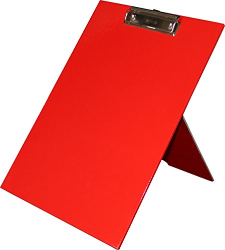 Klemmbrett Aufsteller/Präsentationsklemmbrett/Standklemmbrett, A4, genäht, aus Karton, mit Klemmmechanik, mit Aufstellfunkion, Farbe: rot – 1 Stück von Kranholdt