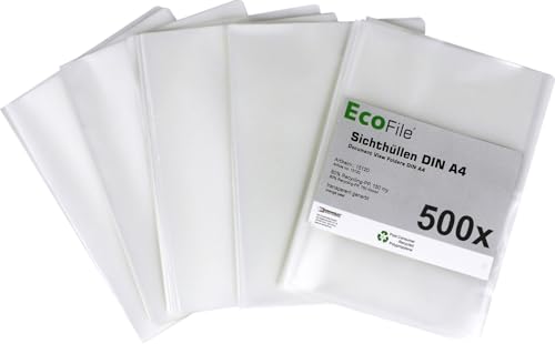 Sichthüllen Aktenhüllen A4 / 500 Stück/nachhaltig aus Post-Consumer-Recycling PP 150 my transparent milchig genarbt, oben und seitlich offen Sichthüllen Aktenhüllen A4 / 500 Stück/nachhaltig aus Post-Consumer-Recycling PP 150 my transparent milchig genarbt, oben und seitlich offen von Kranholdt