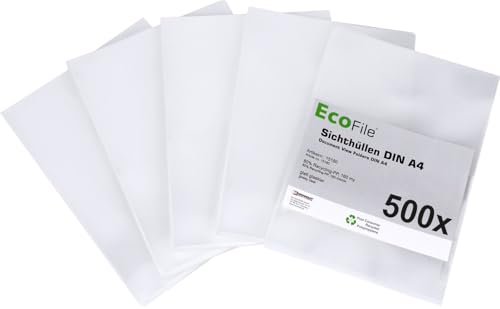 Sichthüllen Aktenhüllen A4 / 500 Stück/nachhaltig aus Post-Consumer-Recycling PP 160 my glatt milchig, oben und seitlich offen Sichthüllen Aktenhüllen A4 / 500 Stück/nachhaltig aus Post-Consumer-Recycling PP 160 my glatt milchig, oben und seitlich offen von Kranholdt